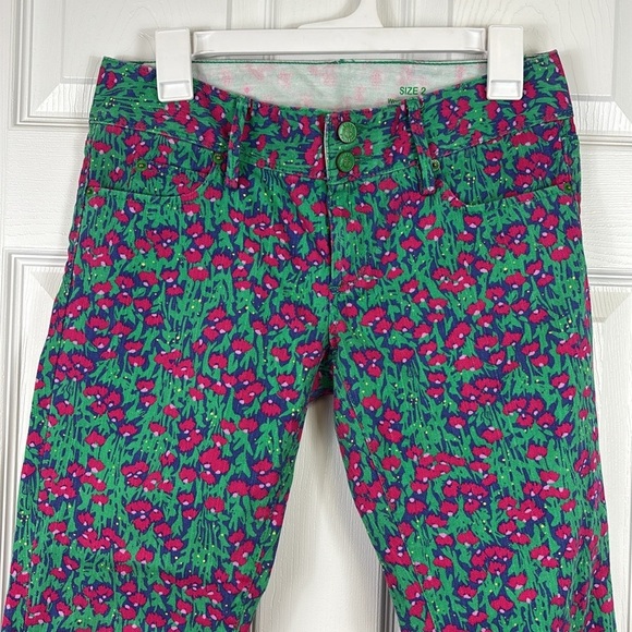 Lilly Pulitzer floral worth skinny mini jeans sz 2 - Picture 2 of 11